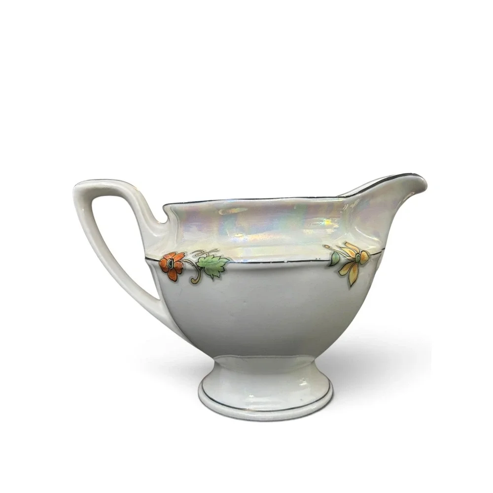 Vintage Bavarian Porcelain Hand-Painted Lustreware Creamer Jug Art-Deco 1930s